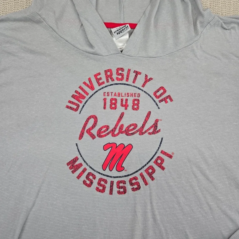 Ole Miss Rebels Hoodie Shirt Mens 3XL Gray Red Graphic Long Sleeve‎ SEC Football